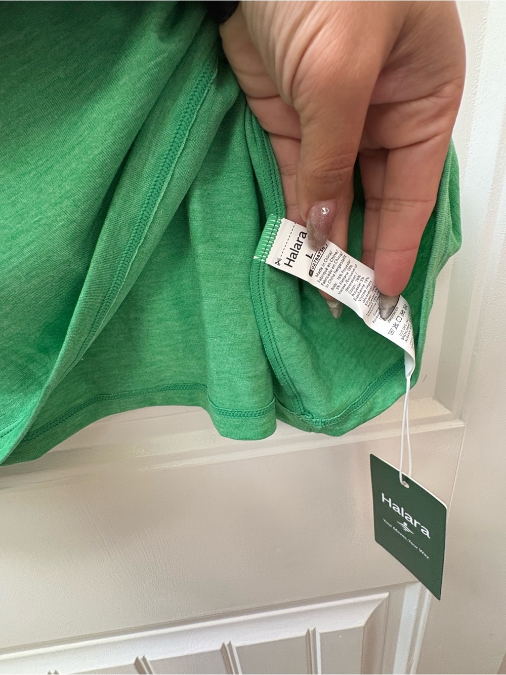 NWT Halara Green V-Neck Henley Tank Top - size L - Picture 5 of 8